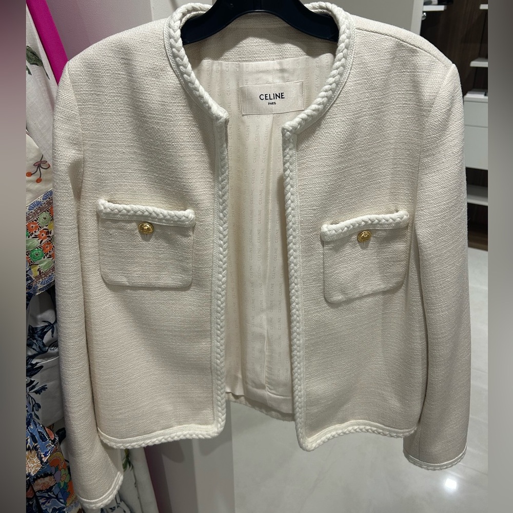 Authentic CELINE 2V71I052R Collarless jacket #241-003-935-3943